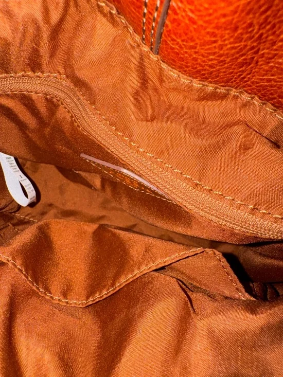 Fossil Women's  Rayna Drawstring Tassel Cognac Leather Crossbody Bucket Bag - Picture 7 of 7